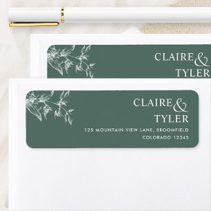 Elegant Deep Green Wedding Return Address Label