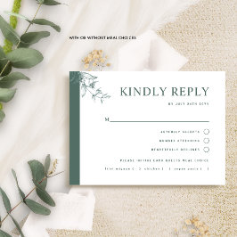 Elegant Deep Green Wedding with/without Meal RSV RSVP Karte