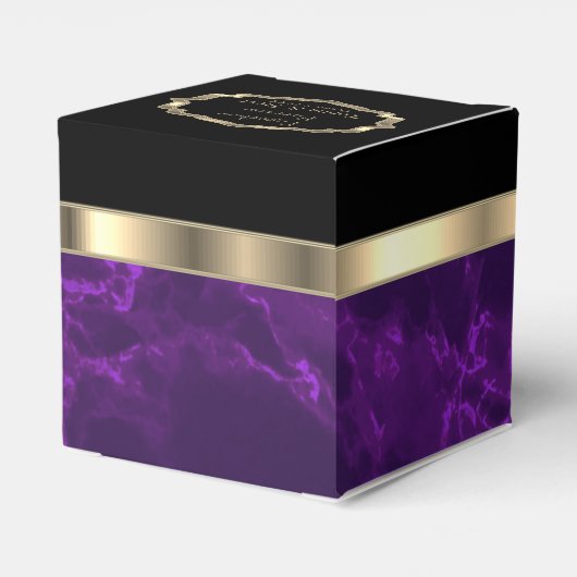 Elegant Deep Lila Marble and Gold Fevor Box Geschenkschachtel (Rückseite)