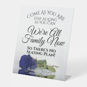 Elegant Deep Navy Blue Rose Open Seating Wedding Sockelschild