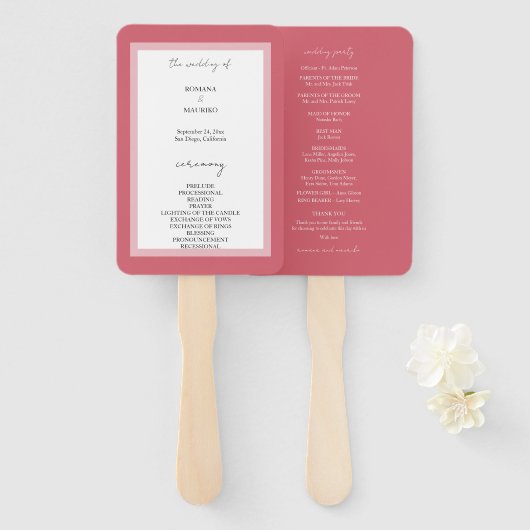 Elegant Deep Pink Minimalistisch Fächer (Vorne und Hinten)