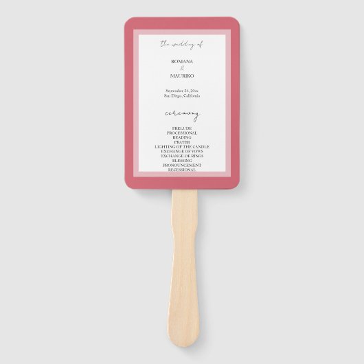 Elegant Deep Pink Minimalistisch Fächer (Vorderseite)