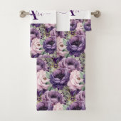 Elegant Deep Purple Floral Towel Set (Insitu)