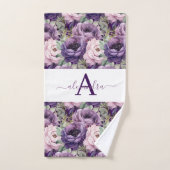 Elegant Deep Purple Floral Towel Set (Handtuch)
