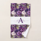 Elegant Deep Purple Floral Towel Set (Handtuch)