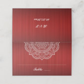 Elegant Deep Red and White Paisley Indian Wedding Platzkarte (Außenseite Aufgefaltet)