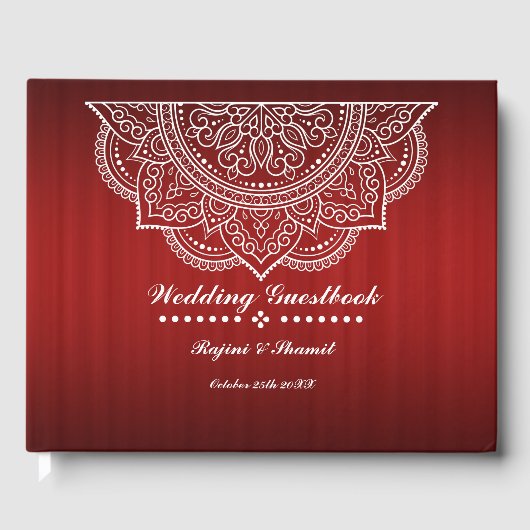 Elegant Deep Red Burgundy Paisley Mandala Gästebuch (Vorderseite)
