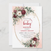 Elegant Deep Red Eucalyptus Baby Shower Invitation Einladung (Vorderseite)