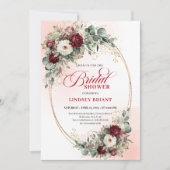Elegant Deep Red Eucalyptus Bridal Shower Invite Einladung (Vorderseite)