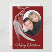 Elegant Deep Red Eucalyptus Leaf Foto Weihnachten (Vorderseite)