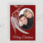 Elegant Deep Red Eucalyptus Leaf Foto Weihnachten (Vorne/Hinten)