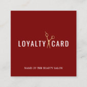 Elegant Deep Red Faux Golden Scissors Treuekarte (Vorderseite)