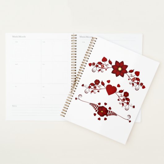 Elegant Deep Red Floral Flourish Planer (Anzeige)