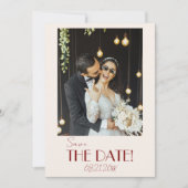 Elegant Deep Red Ivory Old Money Photo Wedding Save The Date (Vorderseite)