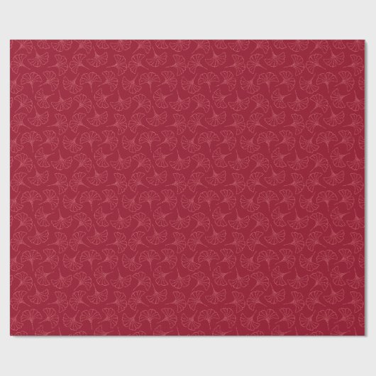 Elegant Deep Red Japanese Ginkgo Blätter Geschenkpapier (Flach)