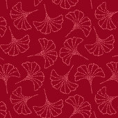 Elegant Deep Red Japanese Ginkgo Blätter Geschenkpapier