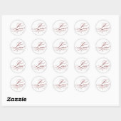 Elegant Deep Red Script Liebe Sticker (Blatt)
