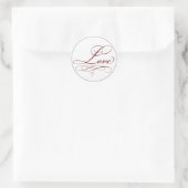 Elegant Deep Red Script Liebe Sticker (Tasche)