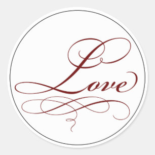 Elegant Deep Red Script Liebe Sticker