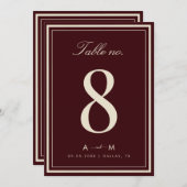 Elegant Deep Red Wedding 5x7 Table Number Card Einladung (Vorne/Hinten)