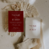 Elegant Deep Red White Burgundy Minimalist Wedding Einladung