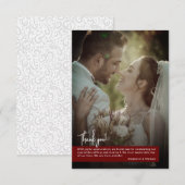Elegant Deep Ruby Red Foto Banner Wedding Dankeskarte (Vorne/Hinten)