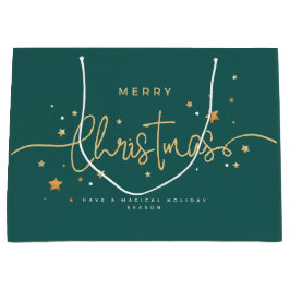 Elegant Deep-Teal Christmas Gift Bag | Modern Holi Große Geschenktüte