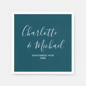 Elegant Deep Teal Script Minimalist Wedding Serviette (Vorderseite)