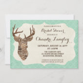 Elegant Deer Antlers Rustic Country Brautparty Einladung (Vorderseite)