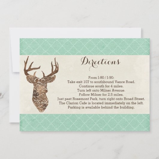 Elegant Deer Antlers Rustic Country Brautparty Einladung (Rückseite)