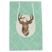 Elegant Deer Antlers Rustic Country Wedding Mittlere Geschenktüte (Vorderseite)