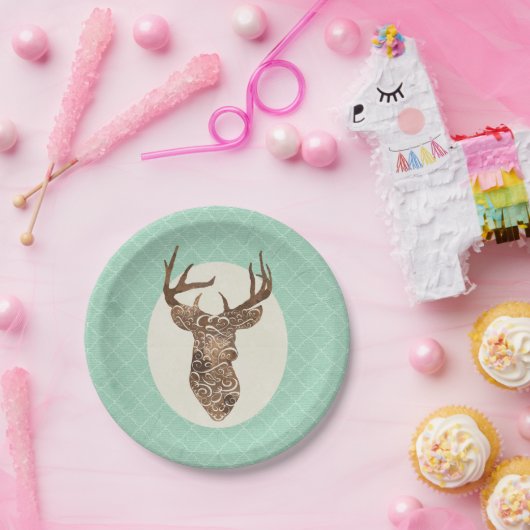 Elegant Deer Antlers Rustic Country Wedding Pappteller (Party)