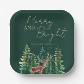 Elegant Deer Christmas Family Name Pappteller (Vorderseite)