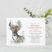 Elegant Deer Christmas HOLIDAY OPEN HOUSE Einladung (Stehend Vorderseite)