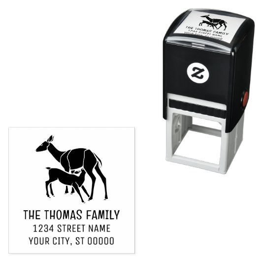 Elegant Deer Doe Fütternd Fawn Name Address Permastempel (Beispiel)