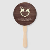 Elegant Deer Heart Rustic Wood Wedding Fächer (Rückseite)