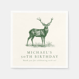 Elegant Deer Junting Stag Green Geburtstagsparty Serviette
