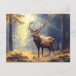 Elegant Deer Stag im Wald Postkarte
