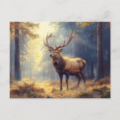 Elegant Deer Stag im Wald Postkarte (Vorderseite)