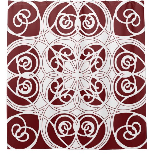Elegant, dekorativ, modern, bordeauxfarben, weiß duschvorhang (Vorderseite)