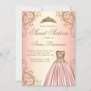 Elegant dekorative Rose-Gold-Sweet-Sixteen Einladung
