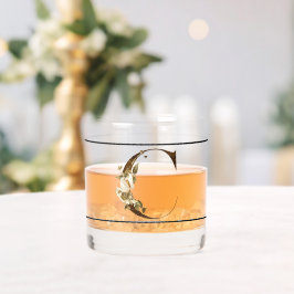 Elegant dekoriert Schwarzes Monogramm C Whiskyglas