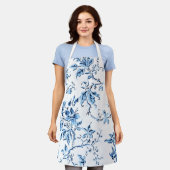 Elegant Delft Blue and White Floral Schürze (Getragen)