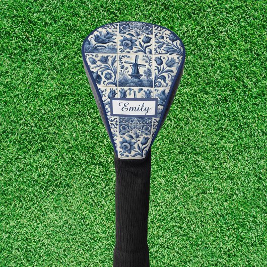 Elegant Delft Tiles Personalisiert Golf Headcover