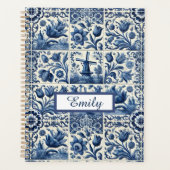 Elegant Delft Tiles Personalisiert Planer (Vorderseite)