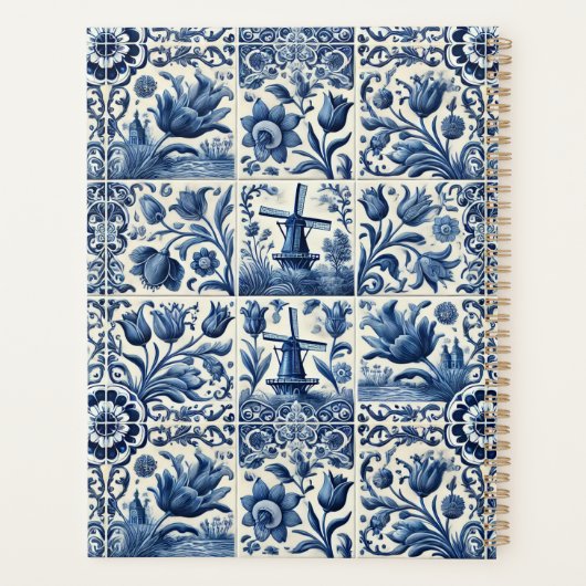 Elegant Delft Tiles Personalisiert Planer (Rückseite)