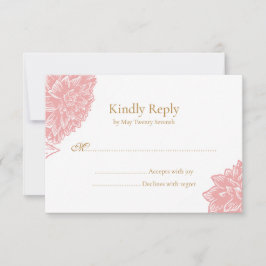 Elegant Delicate Dusty Pink Floral Wedding RSVP Karte