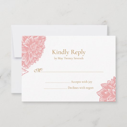 Elegant Delicate Dusty Pink Floral Wedding  RSVP Karte (Vorderseite)