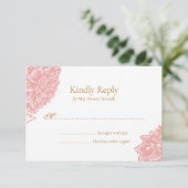 Elegant Delicate Dusty Pink Floral Wedding  RSVP Karte (Stehend Vorderseite)