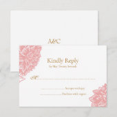 Elegant Delicate Dusty Pink Floral Wedding  RSVP Karte (Vorne/Hinten)